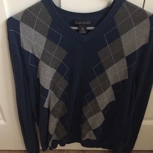 Banana Republic Blue Argyle V-neck Sweater Mens L